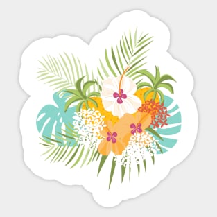 Tropical hibiscus & pineapple Sticker